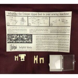 Vintage Unique Zipper Foot for Unique Invisible Zippers 1967 Original Packag
